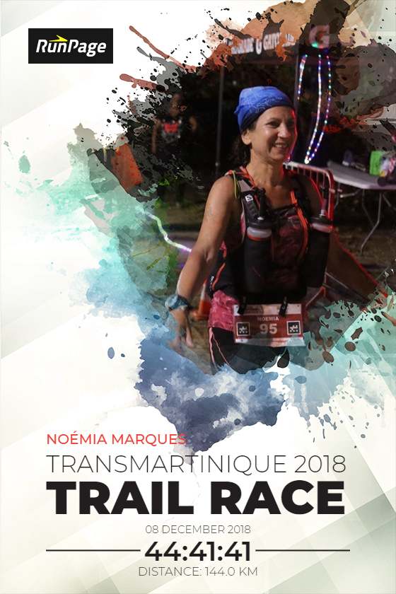 Photo de Noémia en tenue, Trail Race Martinique 2018, distance 1440km, temps 44:41:41
